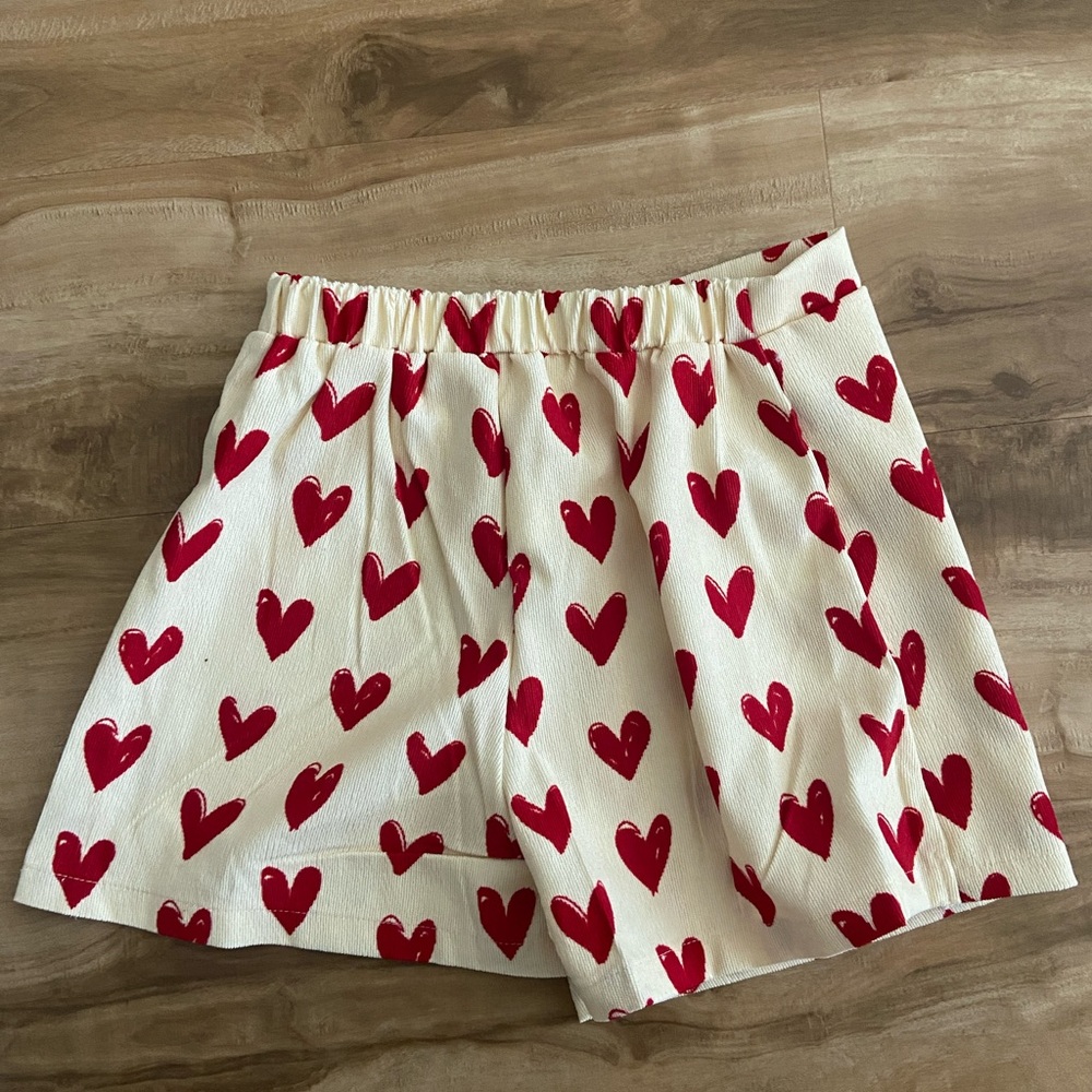 Mia Belle Girls Skort Skirt Hearts Valentines Day Cream And Red Size 10 / 12 - Picture 3 of 4
